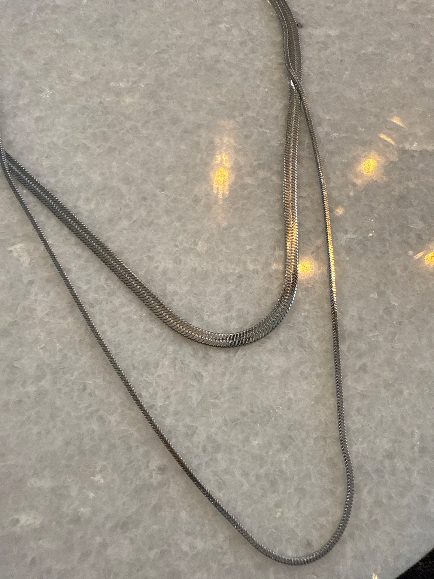 Ketting double flat chain zilver