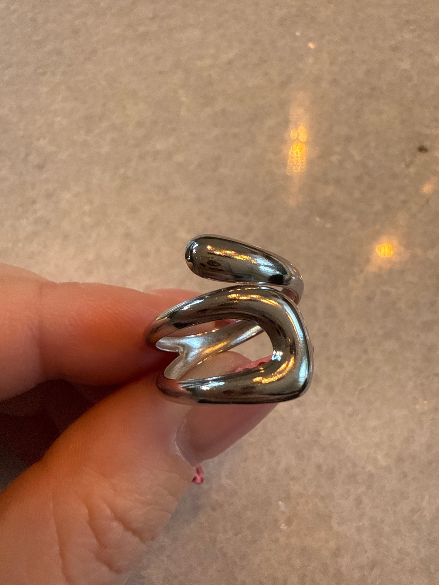 Ring open drop zilver