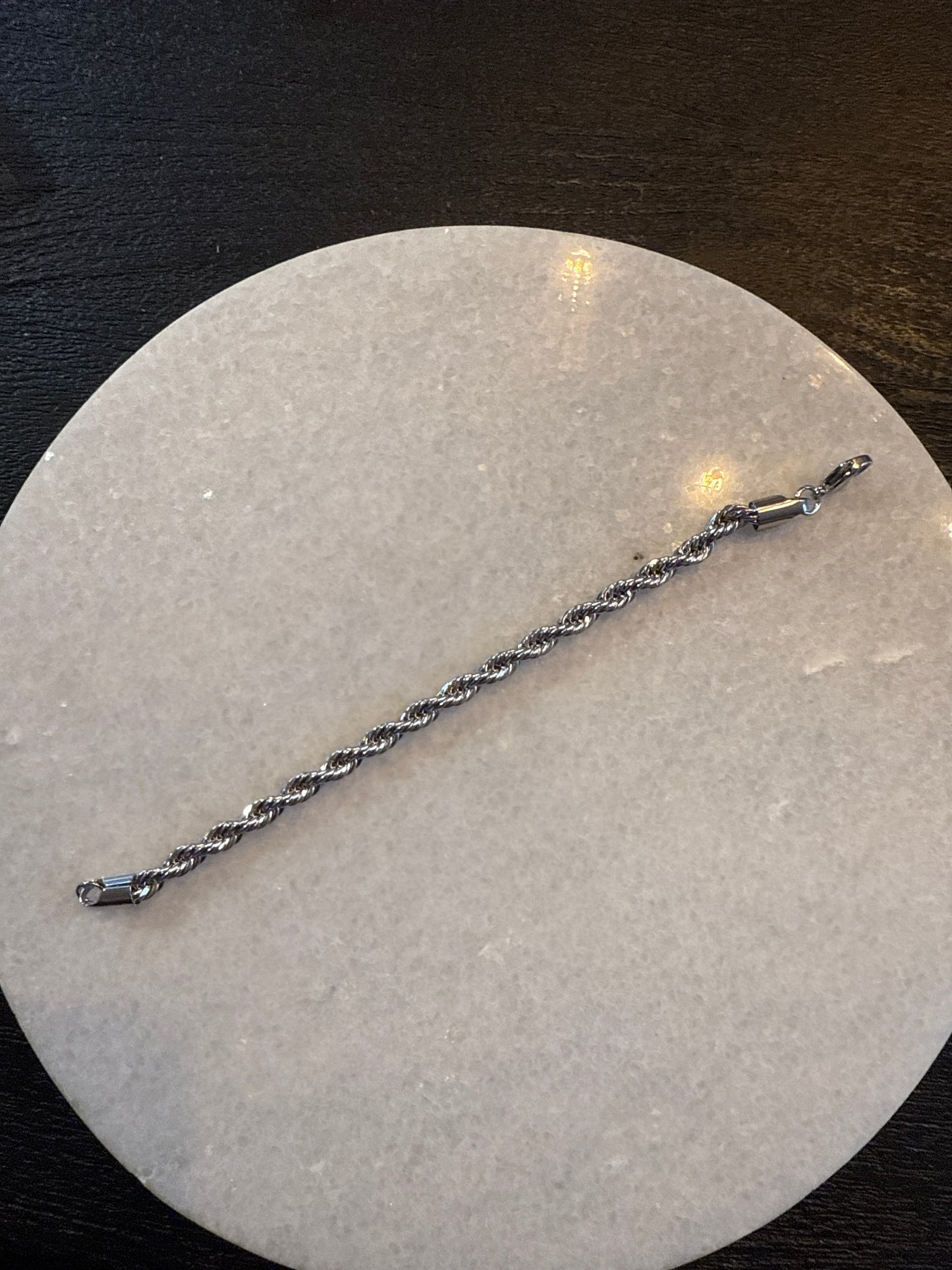 Armband woven zilver wide