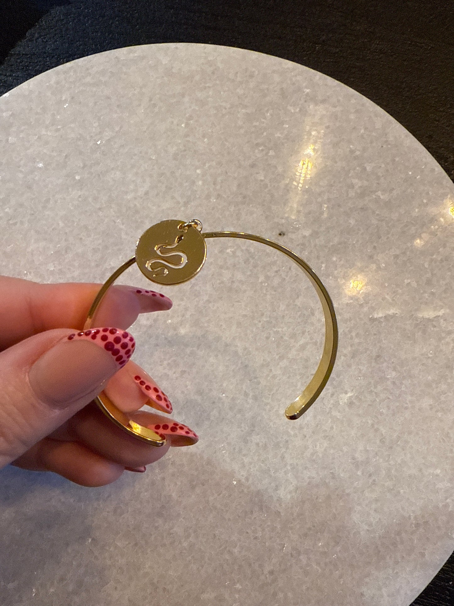 Bangle snake pendant goud