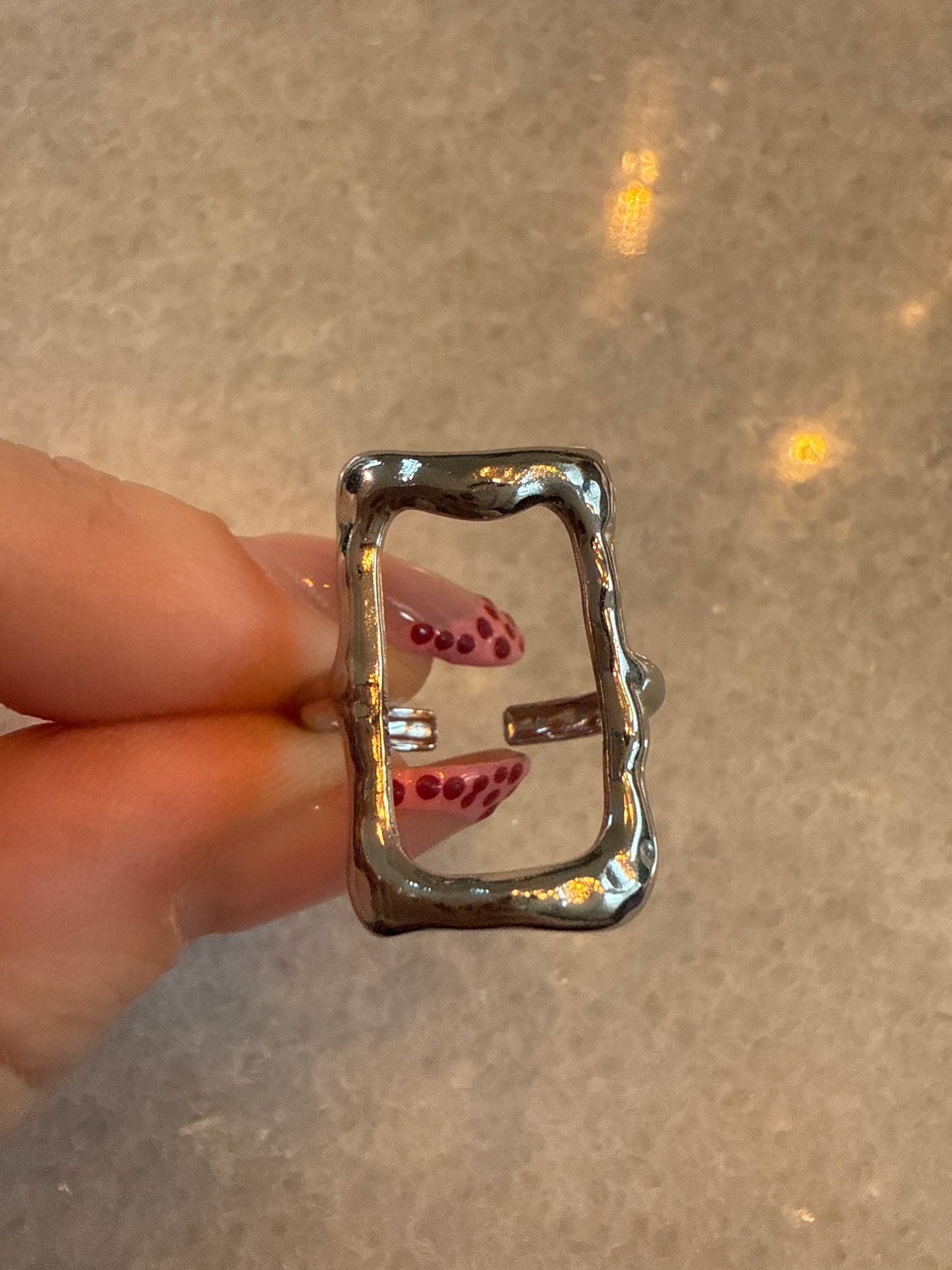 Ring open square zilver