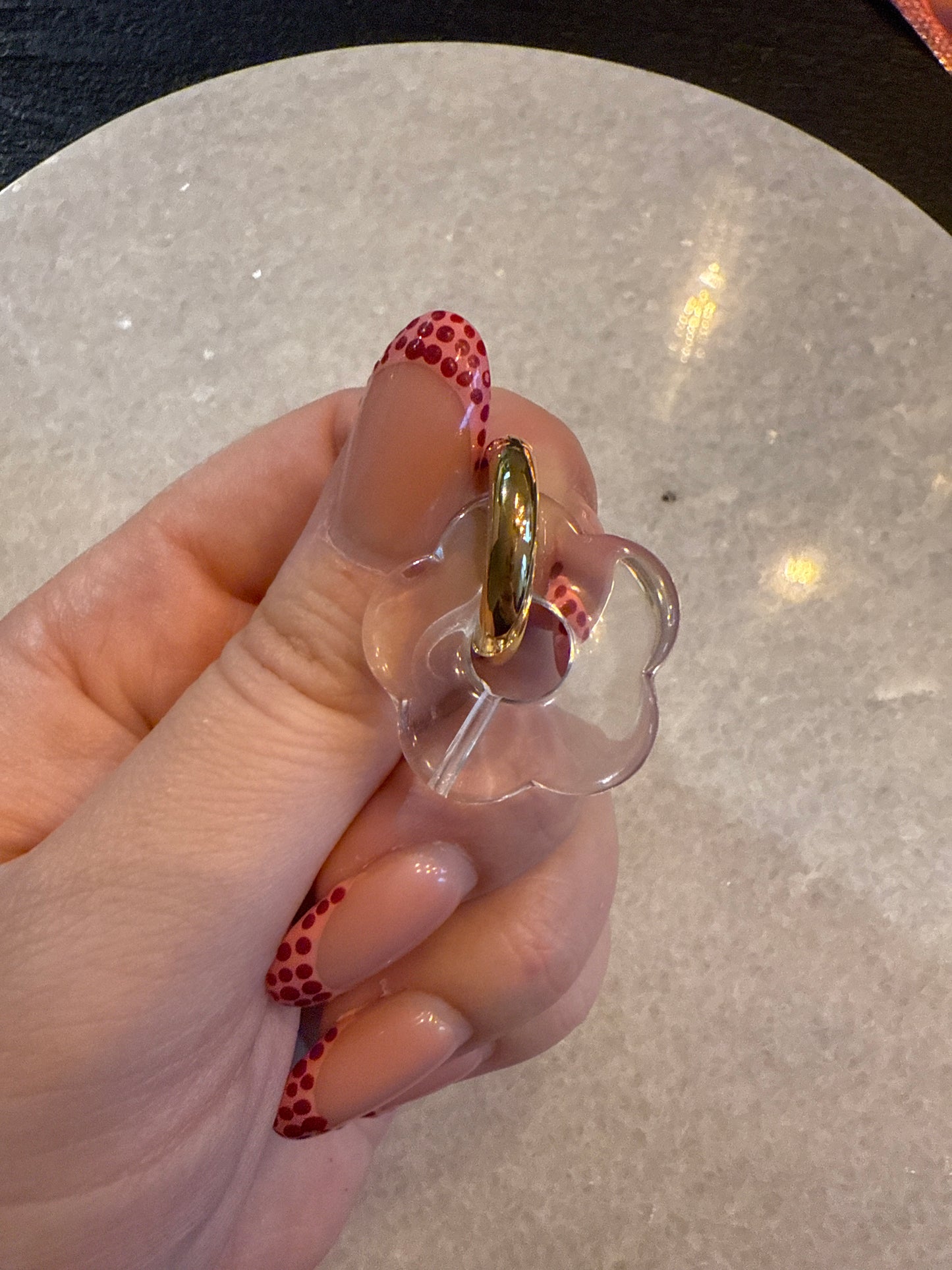 Oorbel bloem clear goud