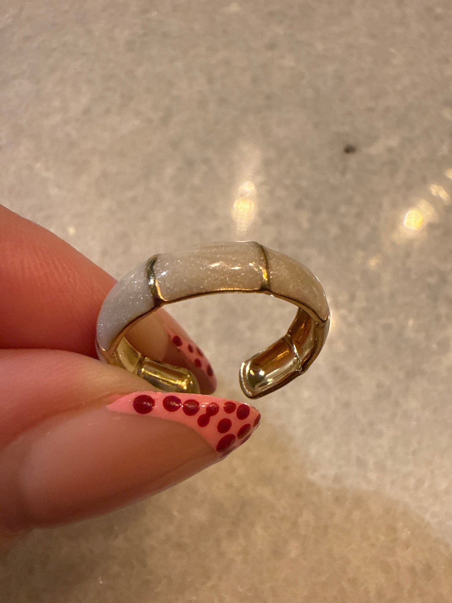 Ring bamboe wit goud