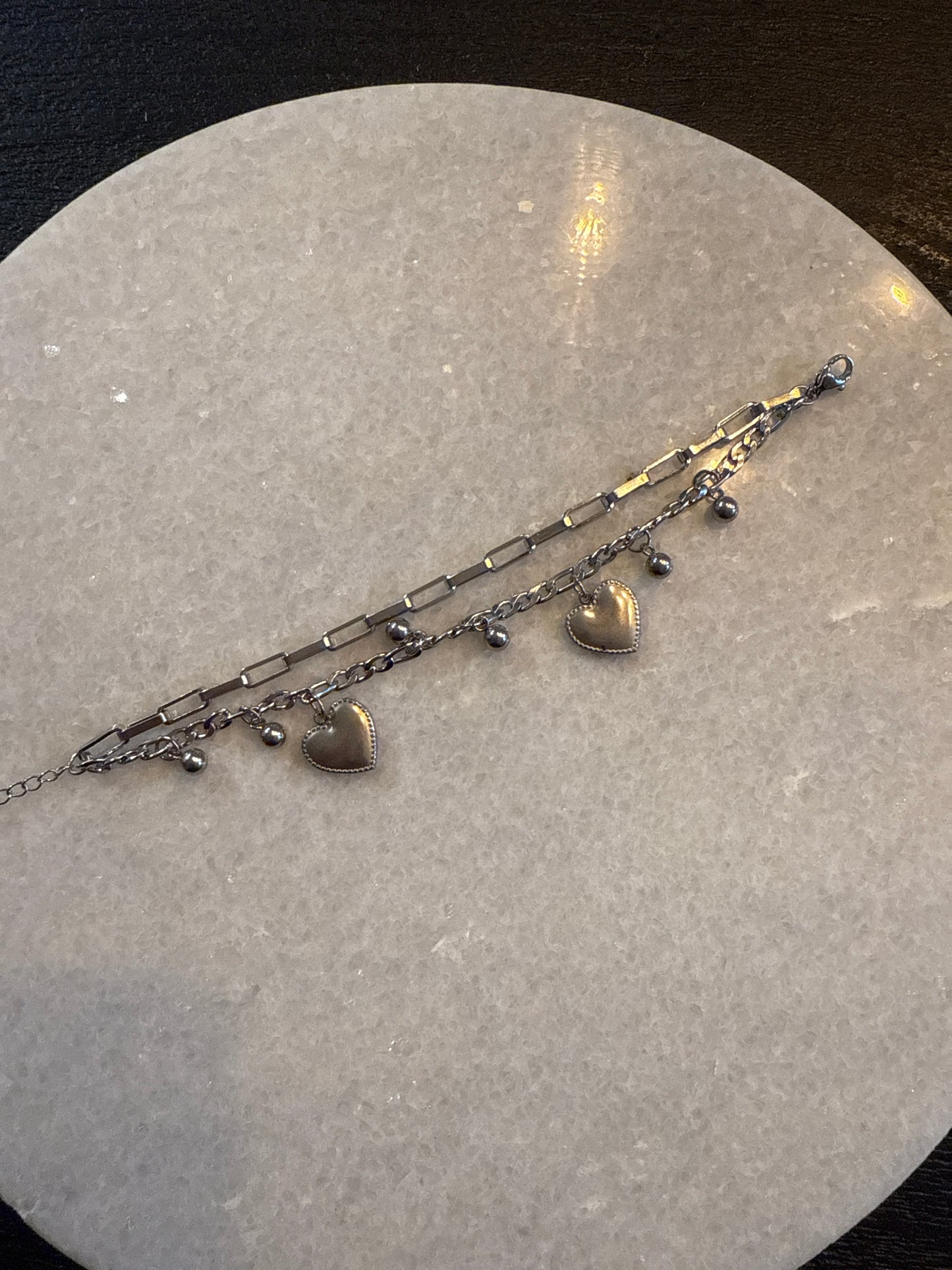 Armband dotted heart zilver