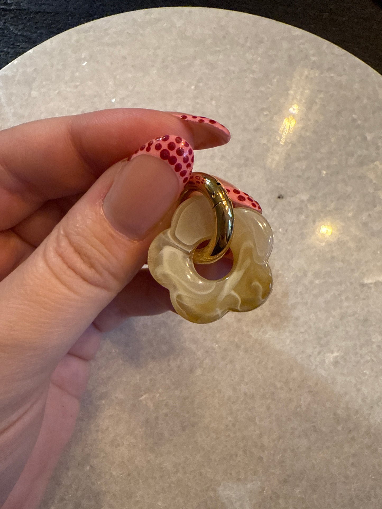 Oorbel bloem groen goud