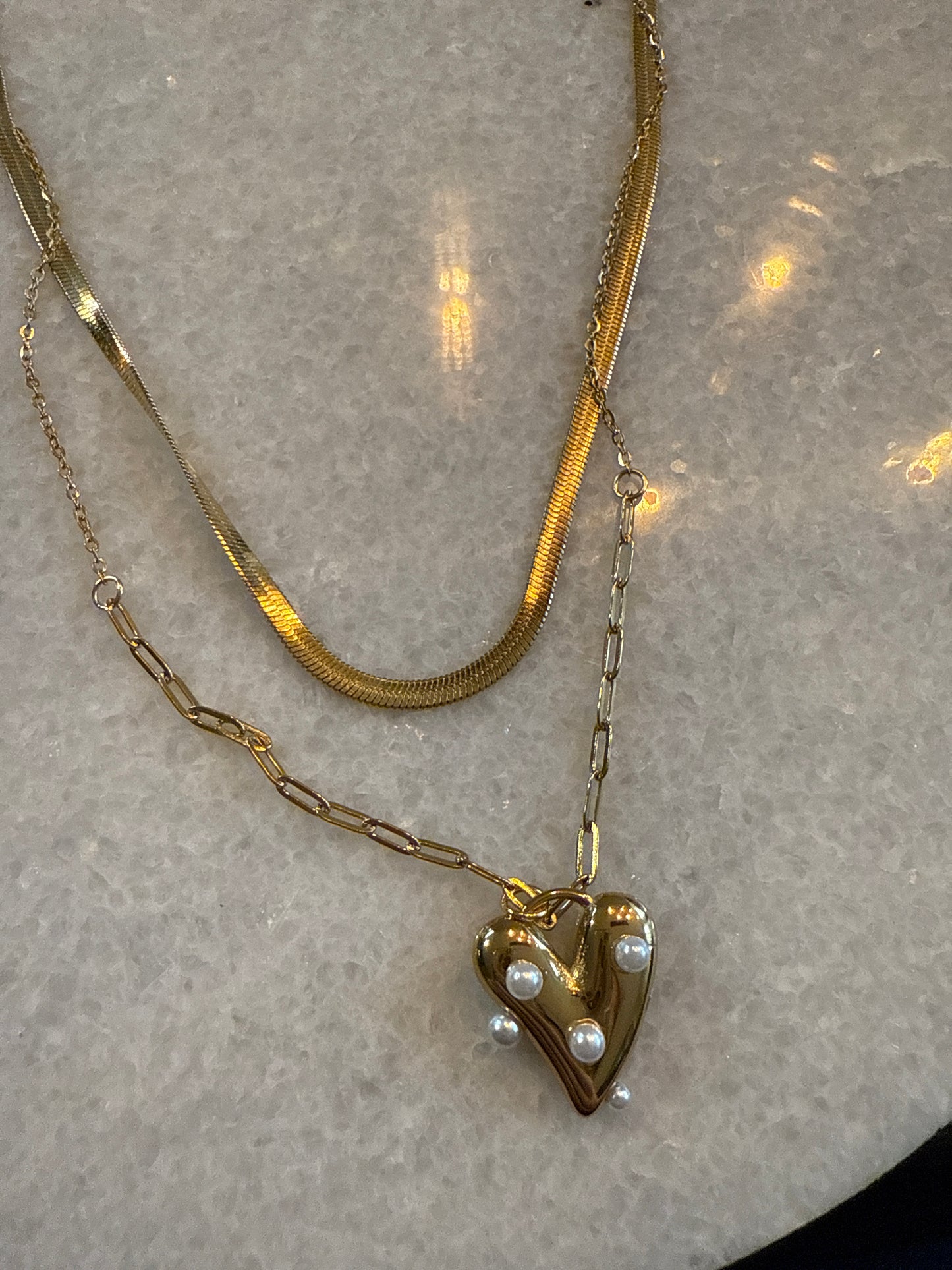 Ketting flat chain hart goud