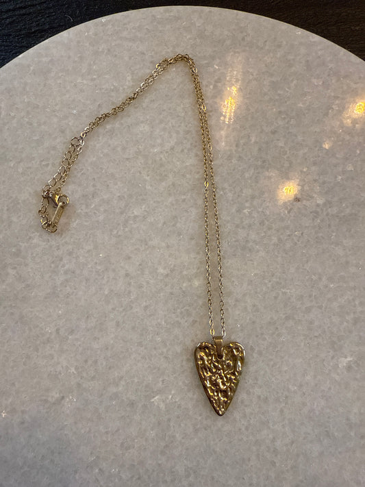 Ketting flat long hart goud