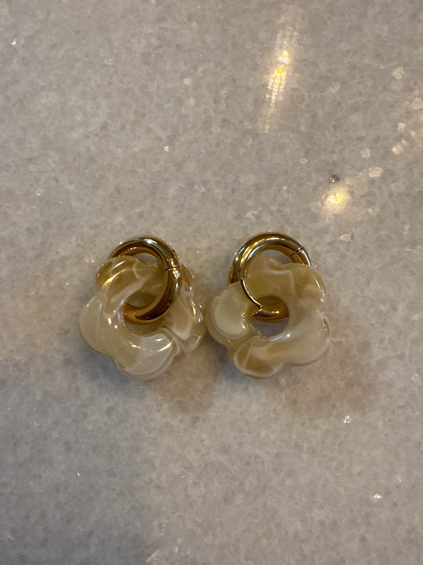 Oorbel bloem groen goud