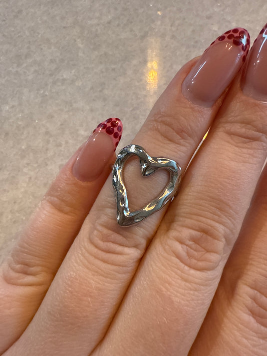 Ring open hart zilver