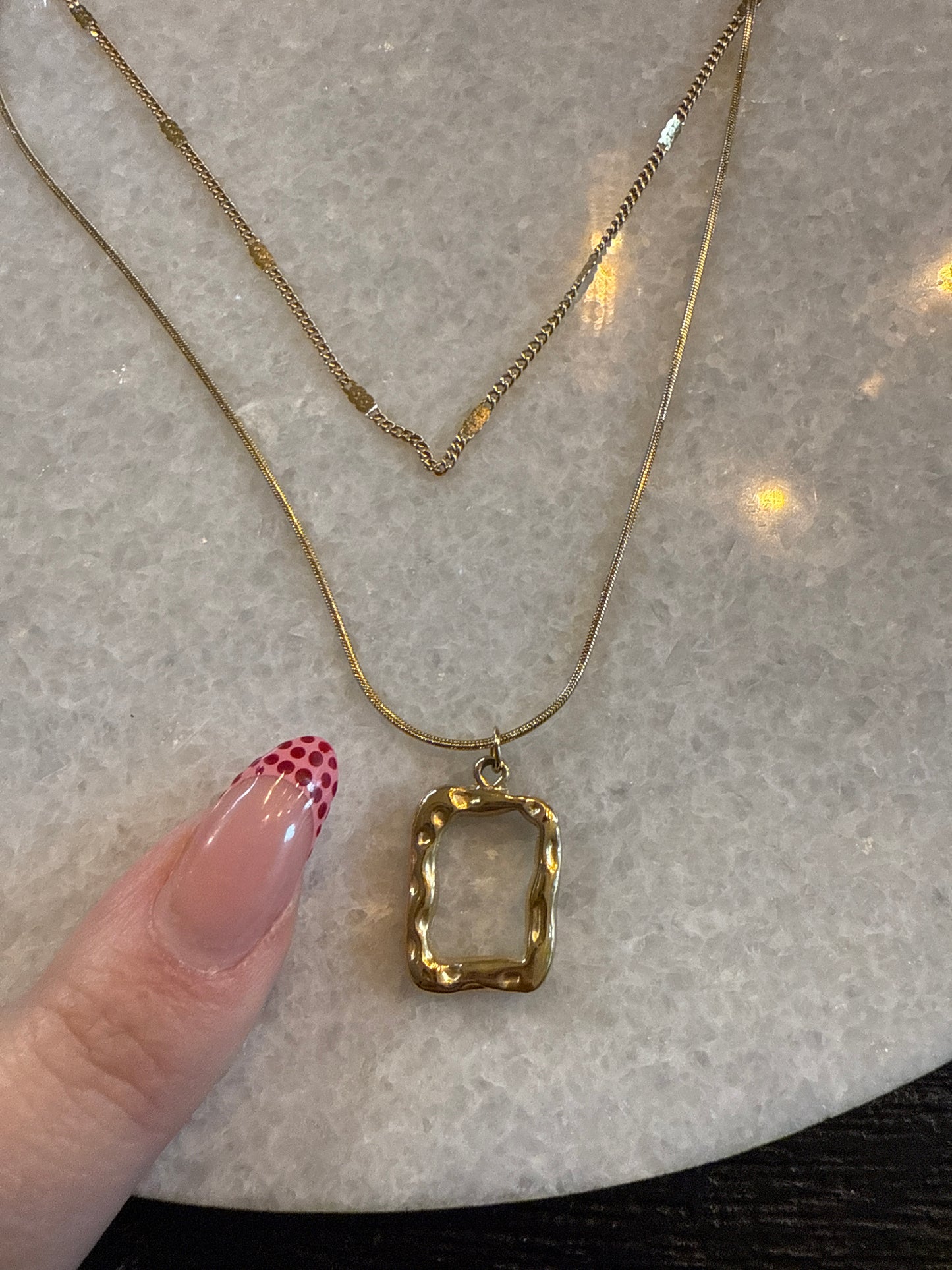 Ketting double chain vierkant goud