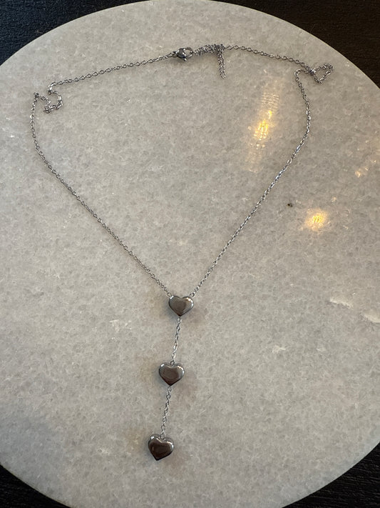 Ketting trippel hart zilver