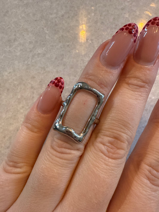 Ring open square zilver