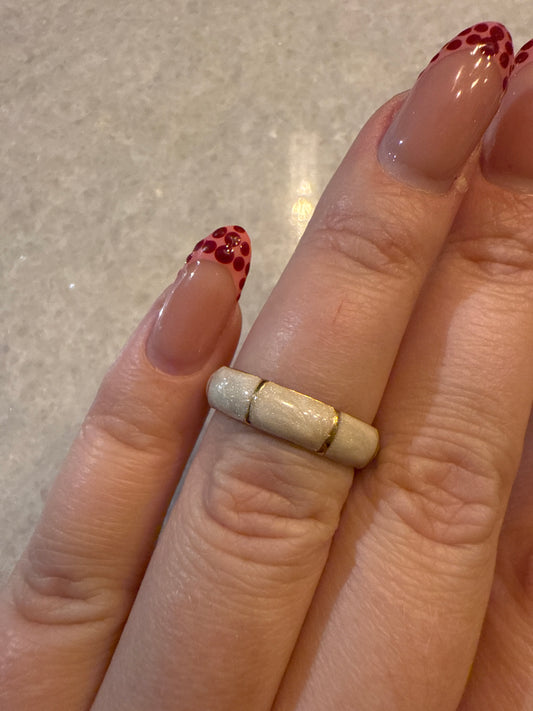 Ring bamboe wit goud