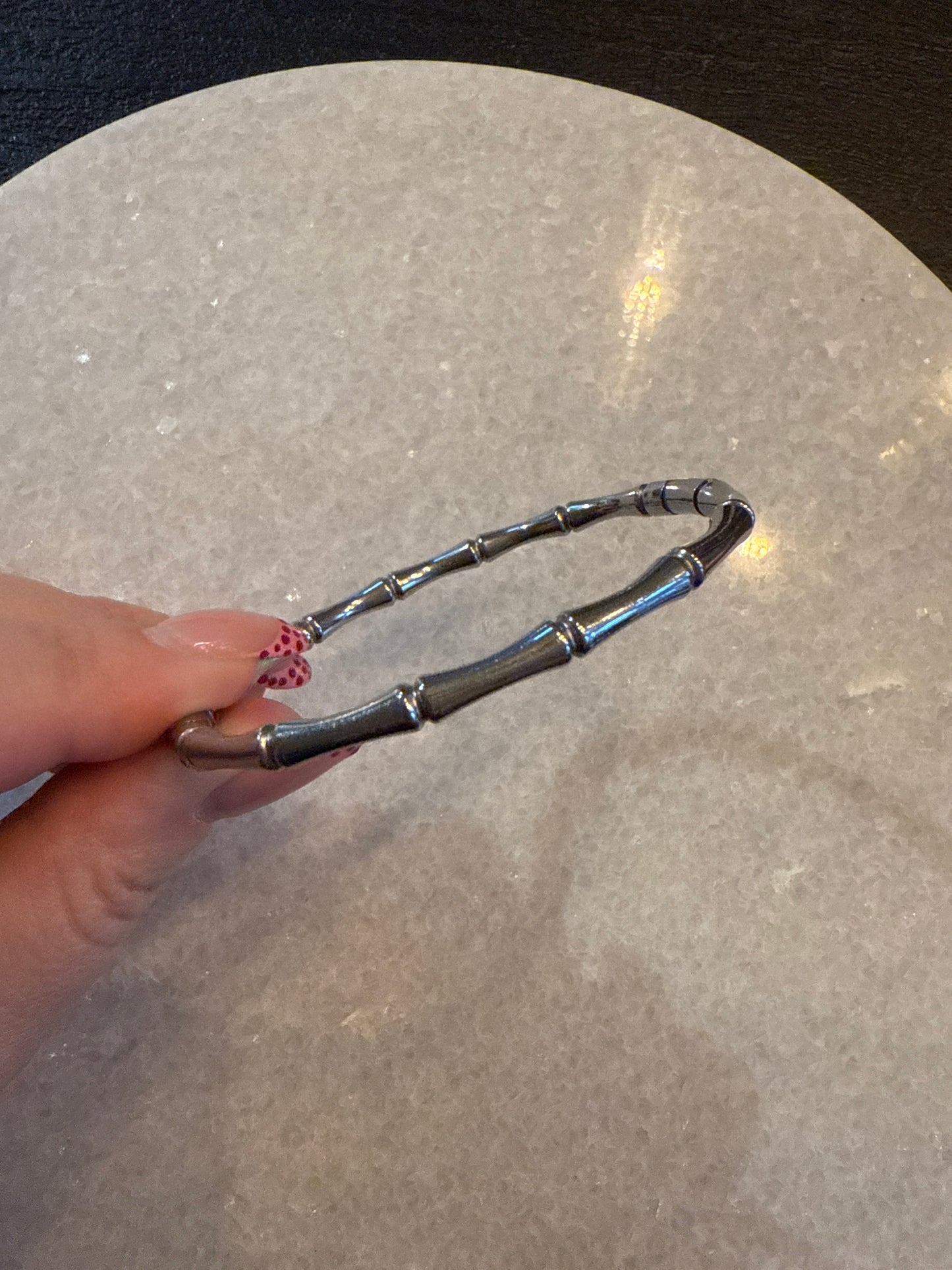 Bangle bamboe dicht zilver