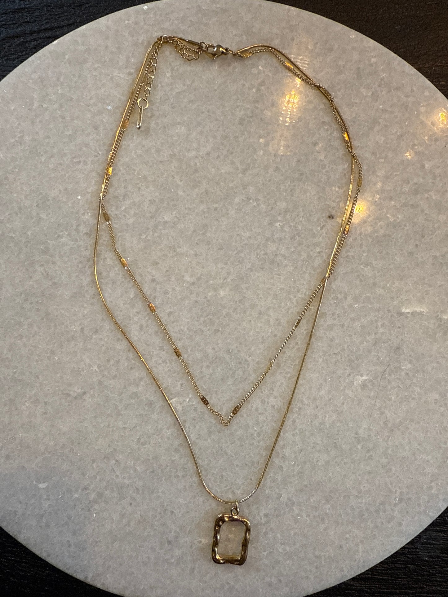 Ketting double chain vierkant goud