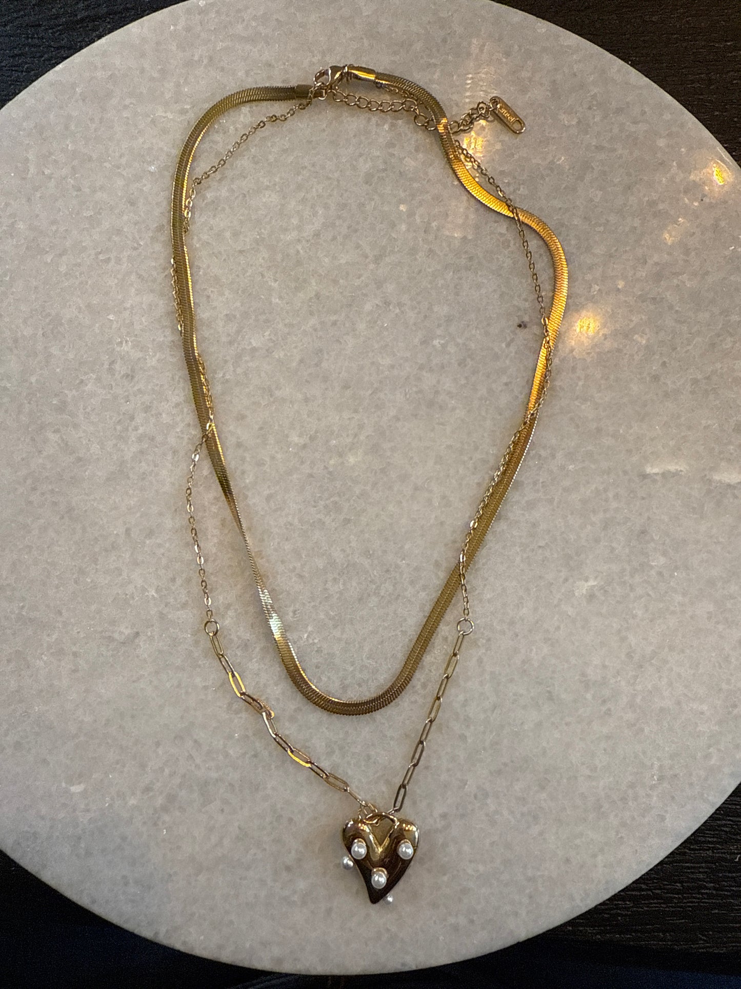 Ketting flat chain hart goud