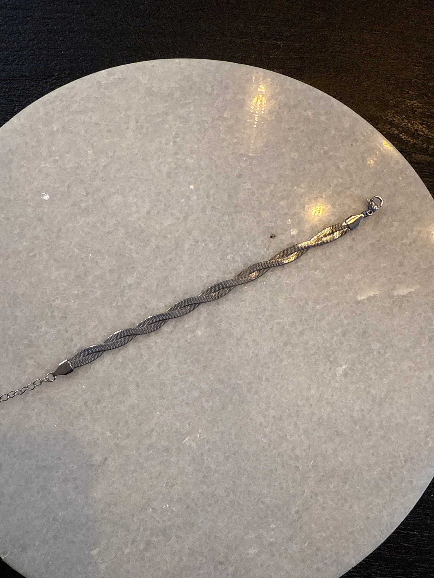 Armband gewoven plat zilver