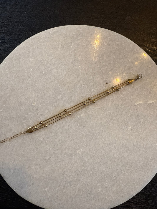 Armband trippel dot goud