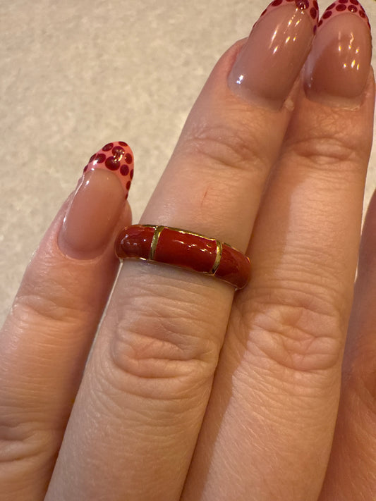 Ring bamboe rood goud