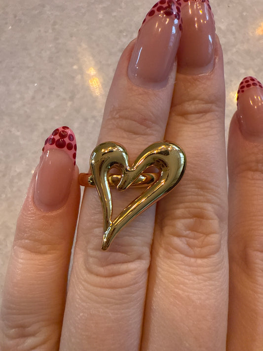Ring open hart goud