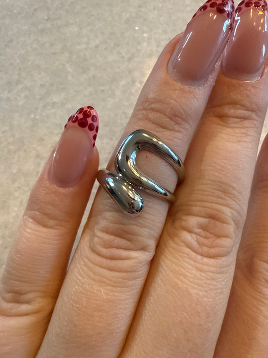 Ring open drop zilver