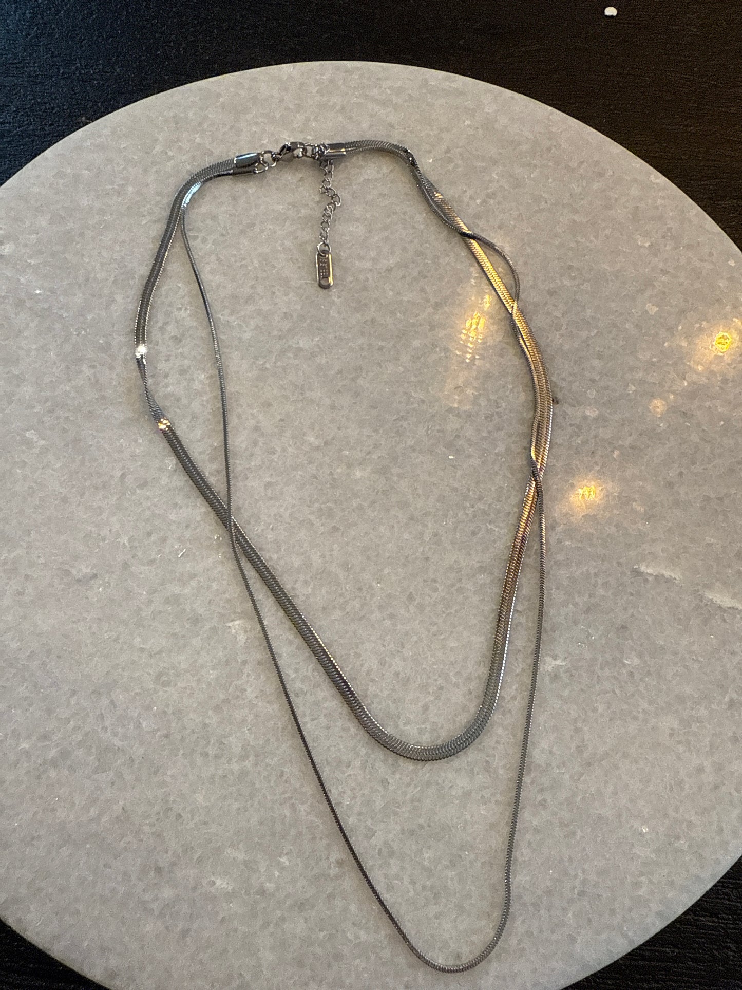 Ketting double flat chain zilver