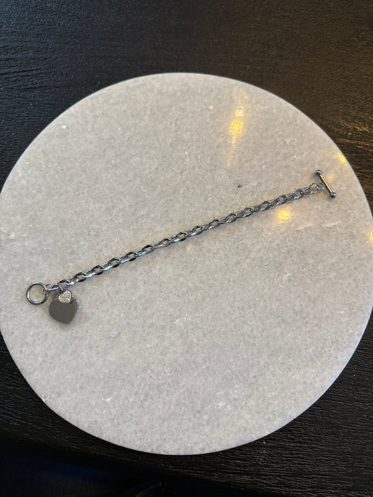 Armband hart glitter zilver
