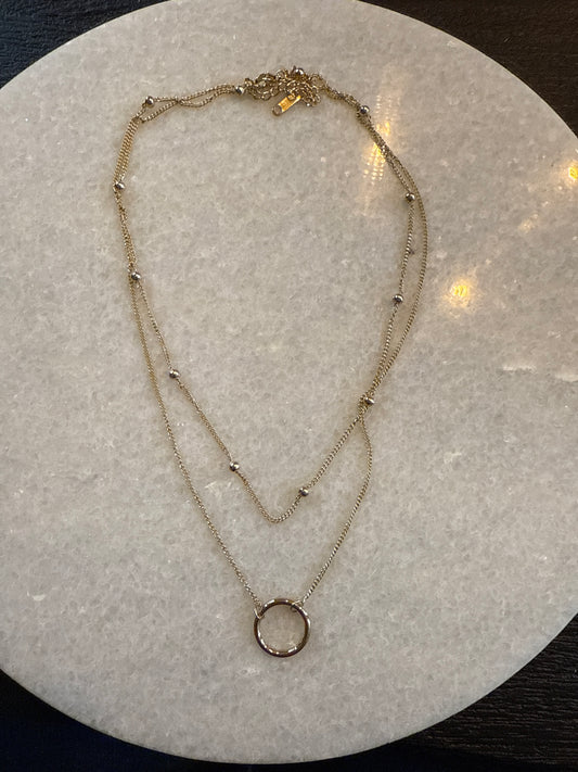 Ketting double pendant ring goud