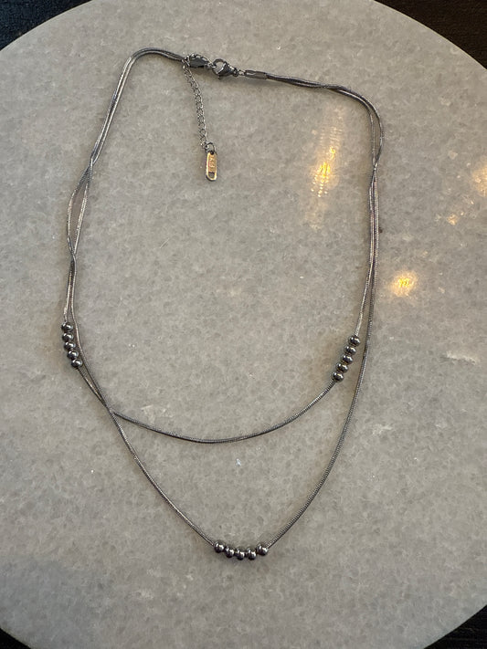 Ketting double dot zilver