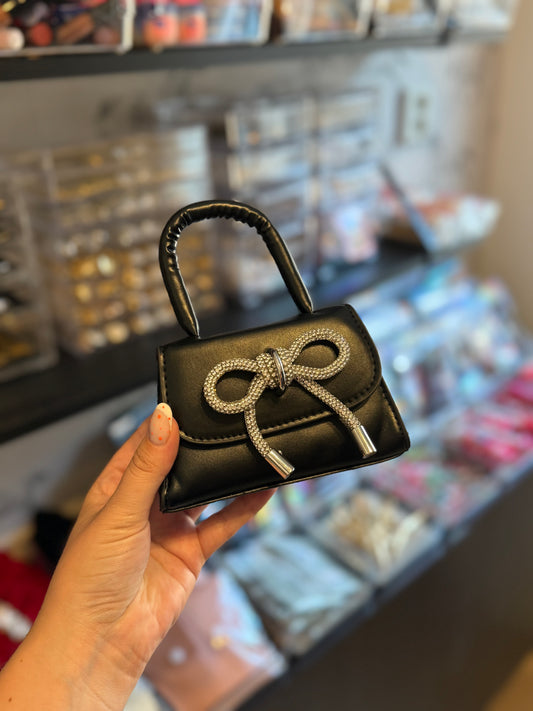 Mini tasje zwart Zilveren strik 🖤