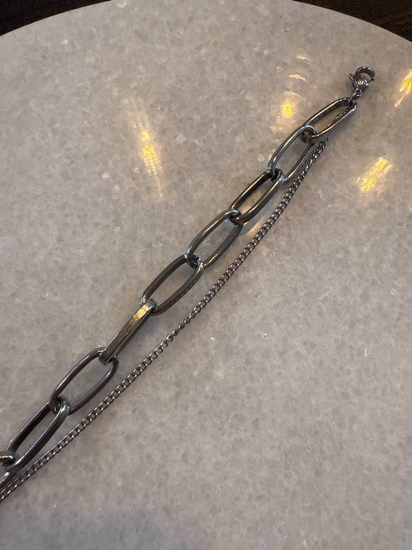 Armband big double chain zilver